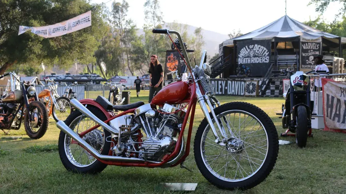 Tips for Winning the Born-Free 2025 Harley Giveaway Harley displayed at Born Free Motorcycle Event